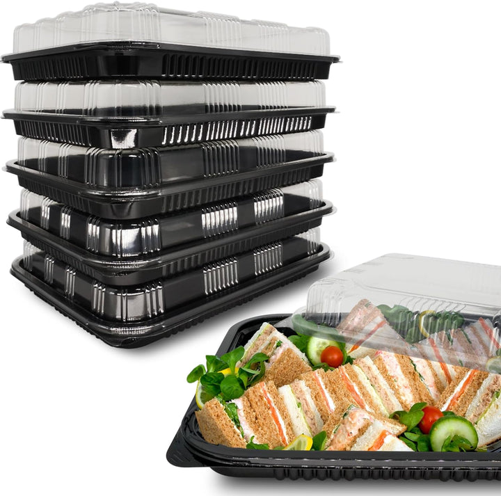 Reusable Catering Trays with Clear Lids (33.5cm x 24cm)