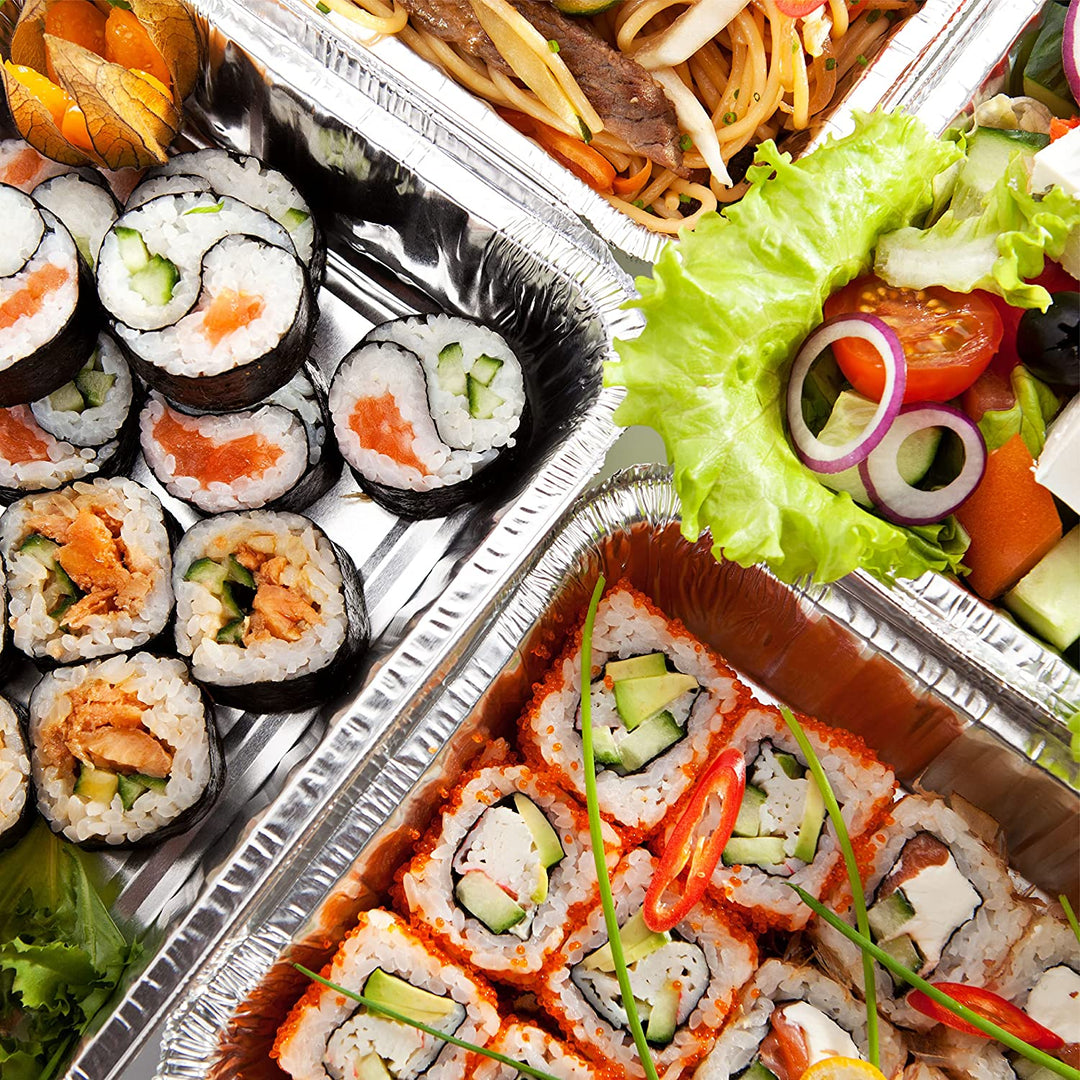 Large Foil Tray Lifestyle Image Different Foods